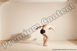 Underwear Gymnastic poses Man White Slim Bald Dancing Dynamic poses Academic